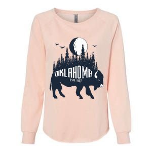 Oklahoma Funny Bison Buffalo Home State Womens California Wash Sweatshirt