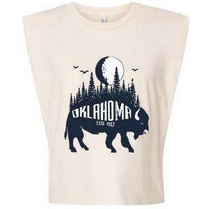 Oklahoma Funny Bison Buffalo Home State Garment-Dyed Women's Muscle Tee