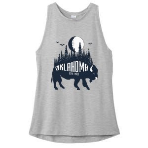 Oklahoma Funny Bison Buffalo Home State Ladies PosiCharge Tri-Blend Wicking Tank