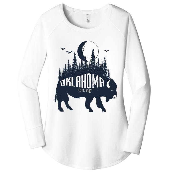 Oklahoma Funny Bison Buffalo Home State Women's Perfect Tri Tunic Long Sleeve Shirt