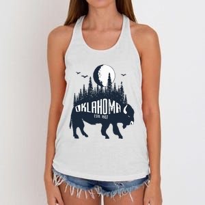 Oklahoma Funny Bison Buffalo Home State Women's Knotted Racerback Tank