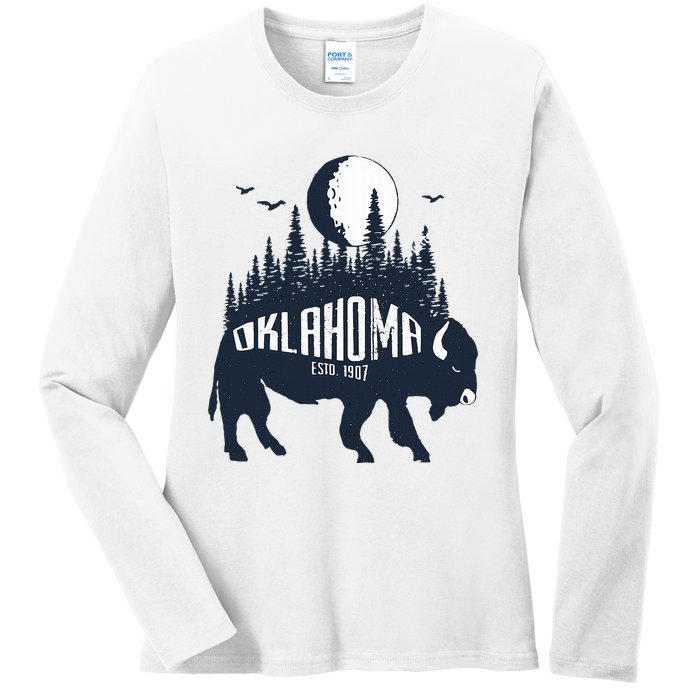 Oklahoma Funny Bison Buffalo Home State Ladies Long Sleeve Shirt