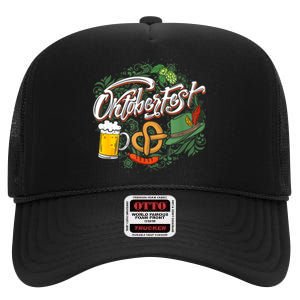 Oktoberfest Funny Beer Hat Pretzel And Edelweiss High Crown Mesh Back Trucker Hat