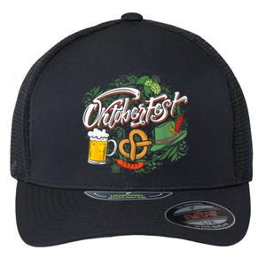 Oktoberfest Funny Beer Hat Pretzel And Edelweiss Flexfit Unipanel Trucker Cap