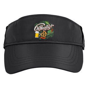 Oktoberfest Funny Beer Hat Pretzel And Edelweiss Adult Drive Performance Visor