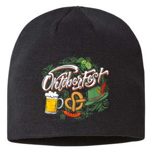 Oktoberfest Funny Beer Hat Pretzel And Edelweiss Sustainable Beanie