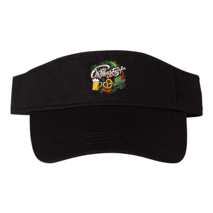 Oktoberfest Funny Beer Hat Pretzel And Edelweiss Valucap Bio-Washed Visor