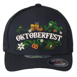 Oktoberfest Funny Beer Hat Pretzel And Edelweiss Flexfit Unipanel Trucker Cap