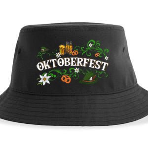 Oktoberfest Funny Beer Hat Pretzel And Edelweiss Sustainable Bucket Hat