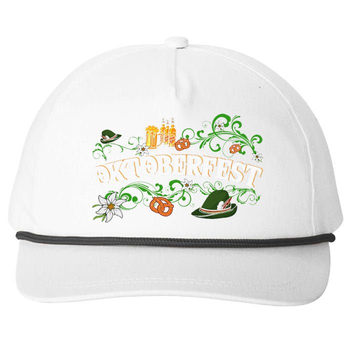 Oktoberfest Funny Beer Hat Pretzel And Edelweiss Snapback Five-Panel Rope Hat