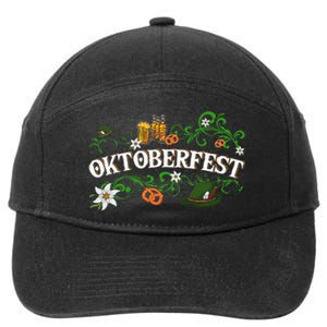 Oktoberfest Funny Beer Hat Pretzel And Edelweiss 7-Panel Snapback Hat