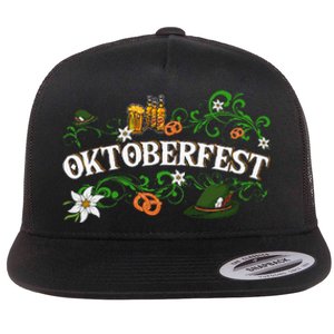 Oktoberfest Funny Beer Hat Pretzel And Edelweiss Flat Bill Trucker Hat