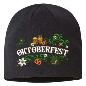 Oktoberfest Funny Beer Hat Pretzel And Edelweiss Sustainable Beanie