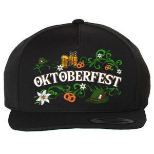 Oktoberfest Funny Beer Hat Pretzel And Edelweiss Wool Snapback Cap