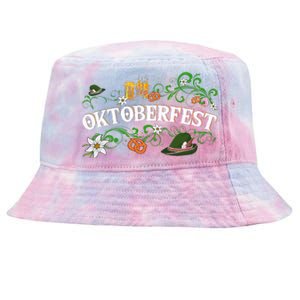 Oktoberfest Funny Beer Hat Pretzel And Edelweiss Tie-Dyed Bucket Hat