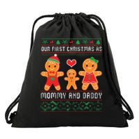 Our First Christmas As Mommy And Daddy Matching Family Drawstring Bag