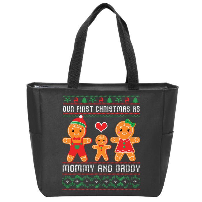 Our First Christmas As Mommy And Daddy Matching Family Zip Tote Bag