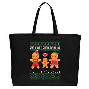 Our First Christmas As Mommy And Daddy Matching Family Cotton Canvas Jumbo Tote