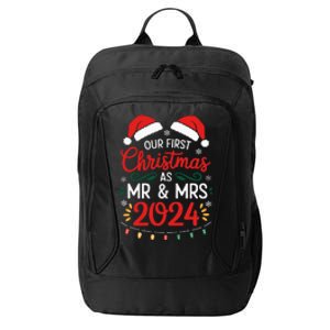 Our First Christmas As Mr And Mrs Newlyweds Couples Pajamas City Backpack