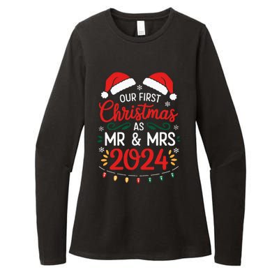 Our First Christmas As Mr And Mrs Newlyweds Couples Pajamas Womens CVC Long Sleeve Shirt