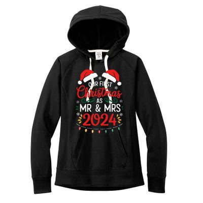 Our First Christmas As Mr And Mrs Newlyweds Couples Pajamas Women's Fleece Hoodie