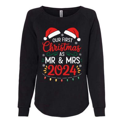 Our First Christmas As Mr And Mrs Newlyweds Couples Pajamas Womens California Wash Sweatshirt