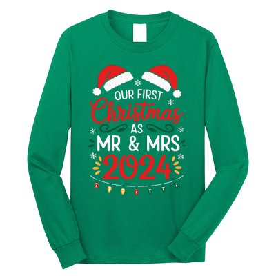 Our First Christmas As Mr And Mrs Newlyweds Couples Pajamas Long Sleeve Shirt