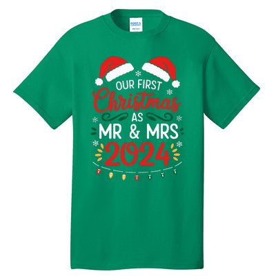 Our First Christmas As Mr And Mrs Newlyweds Couples Pajamas Tall T-Shirt