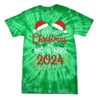 Our First Christmas As Mr And Mrs Newlyweds Couples Pajamas Tie-Dye T-Shirt