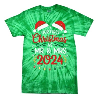 Our First Christmas As Mr And Mrs Newlyweds Couples Pajamas Tie-Dye T-Shirt