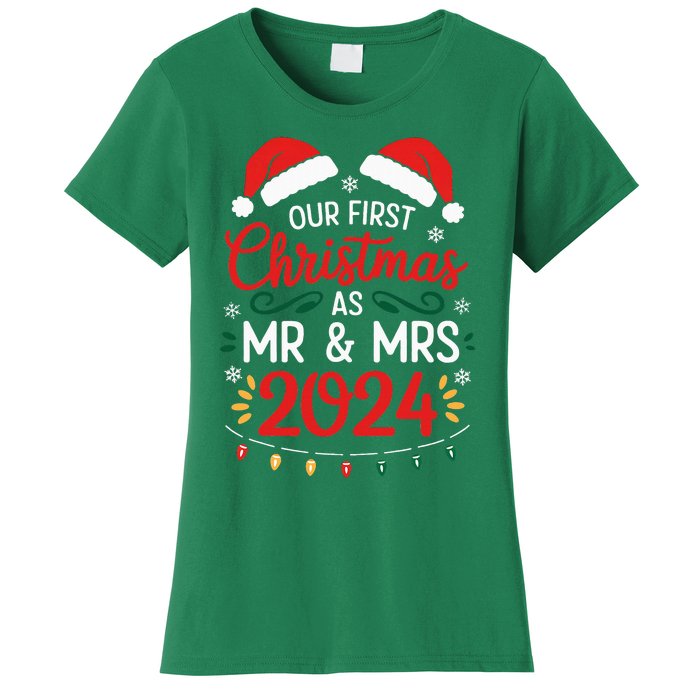 Our First Christmas As Mr And Mrs Newlyweds Couples Pajamas Women's T-Shirt