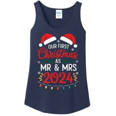 Our First Christmas As Mr And Mrs Newlyweds Couples Pajamas Ladies Essential Tank