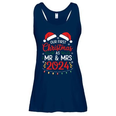 Our First Christmas As Mr And Mrs Newlyweds Couples Pajamas Ladies Essential Flowy Tank