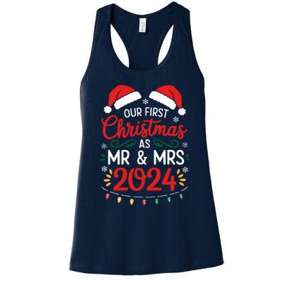 Our First Christmas As Mr And Mrs Newlyweds Couples Pajamas Women's Racerback Tank