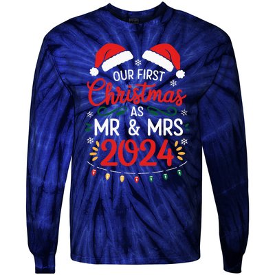 Our First Christmas As Mr And Mrs Newlyweds Couples Pajamas Tie-Dye Long Sleeve Shirt