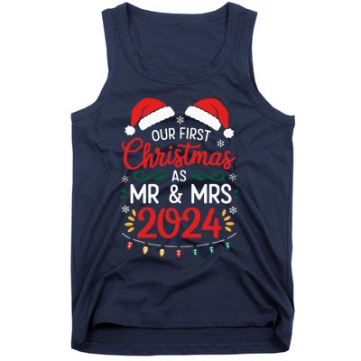 Our First Christmas As Mr And Mrs Newlyweds Couples Pajamas Tank Top