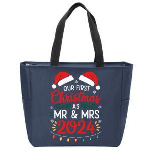 Our First Christmas As Mr And Mrs Newlyweds Couples Pajamas Zip Tote Bag