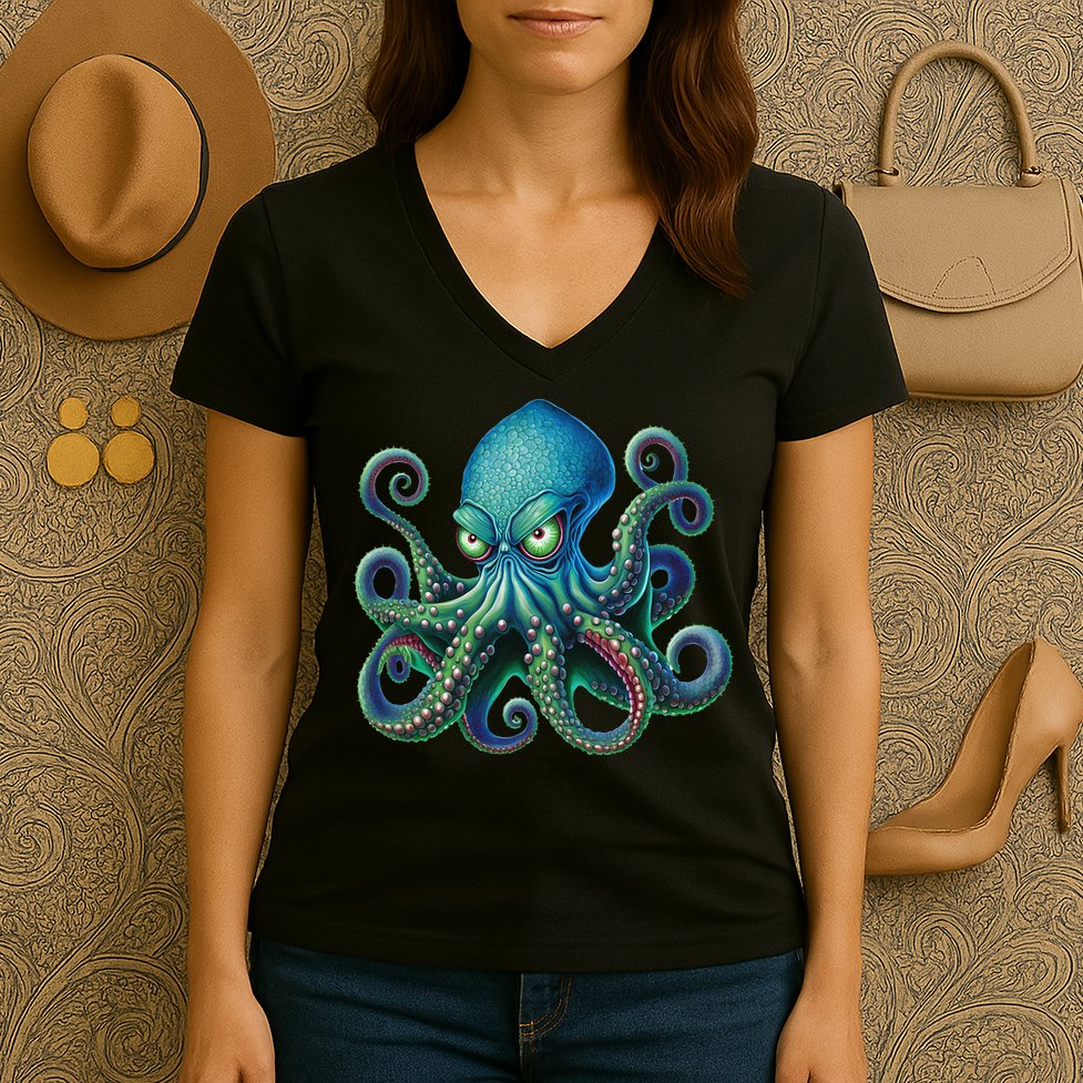 Octopus Fun Cephalopod Sea Creatures Kraken Octopus Women's V-Neck T-Shirt