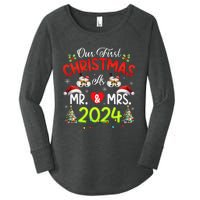 Our First Christmas As Mr & Mrs 2024 Couples Engaged Pajamas Women's Perfect Tri Tunic Long Sleeve Shirt