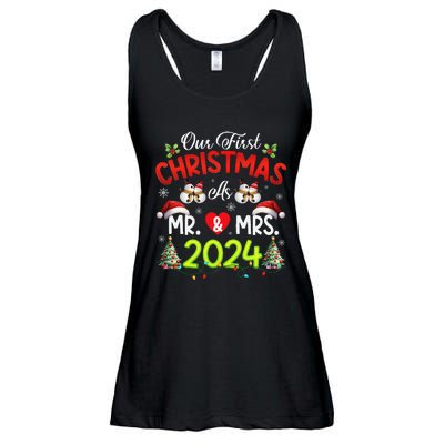 Our First Christmas As Mr & Mrs 2024 Couples Engaged Pajamas Ladies Essential Flowy Tank