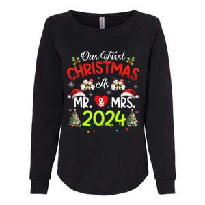 Our First Christmas As Mr & Mrs 2024 Couples Engaged Pajamas Womens California Wash Sweatshirt