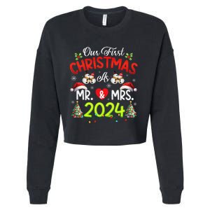 Our First Christmas As Mr & Mrs 2024 Couples Engaged Pajamas Cropped Pullover Crew