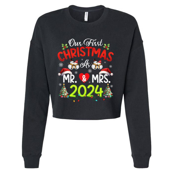 Our First Christmas As Mr & Mrs 2024 Couples Engaged Pajamas Cropped Pullover Crew