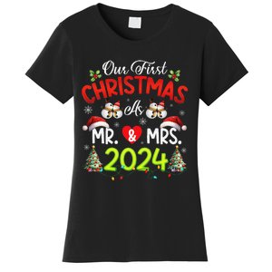 Our First Christmas As Mr & Mrs 2024 Couples Engaged Pajamas Women's T-Shirt