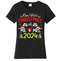 Our First Christmas As Mr & Mrs 2024 Couples Engaged Pajamas Women's T-Shirt