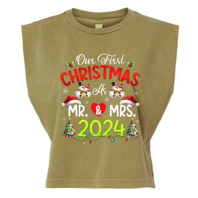 Our First Christmas As Mr & Mrs 2024 Couples Engaged Pajamas Garment-Dyed Women's Muscle Tee