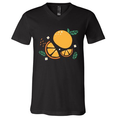 Oranges Fruit Cute Summer Kawaii Food V-Neck T-Shirt