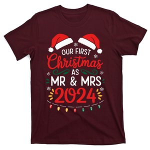 Our First Christmas As Mr And Mrs Newlyweds Couples Pajamas T-Shirt