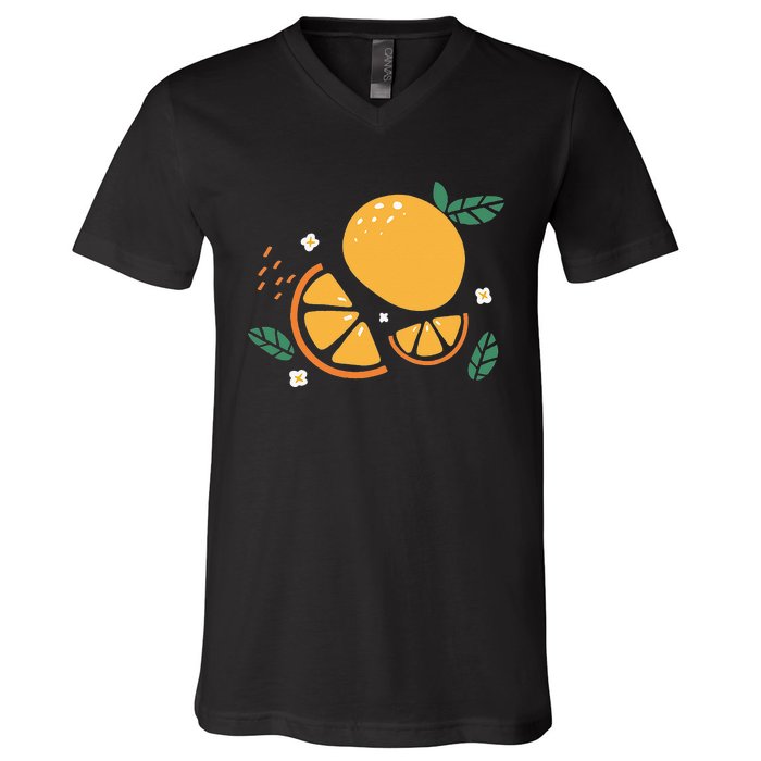 Oranges Fruit Cute Summer Kawaii Food V-Neck T-Shirt