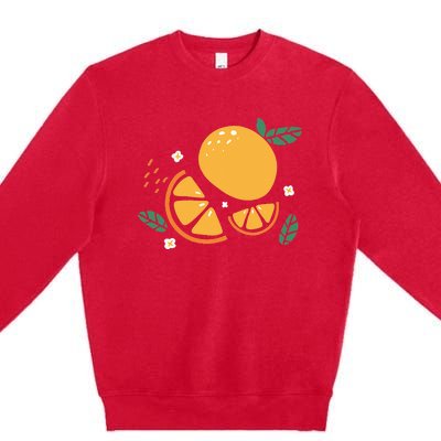 Oranges Fruit Cute Summer Kawaii Food Premium Crewneck Sweatshirt